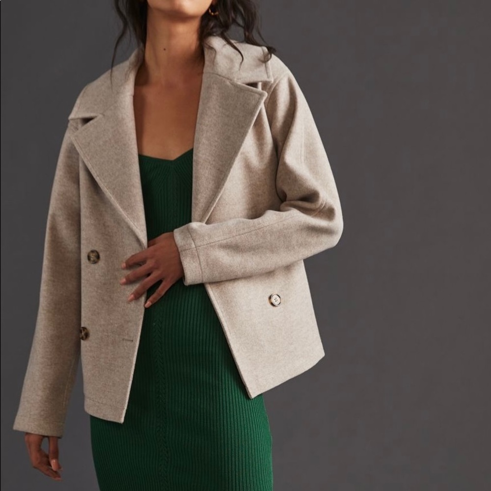 NWT Anthropologie Avec Les Filles Sailor Peacoat in oatmeal cream beige jacket